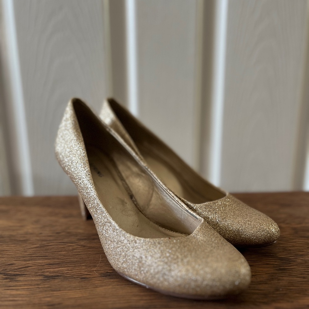 Call It Spring Gold Glitter Heels for Special Occasions